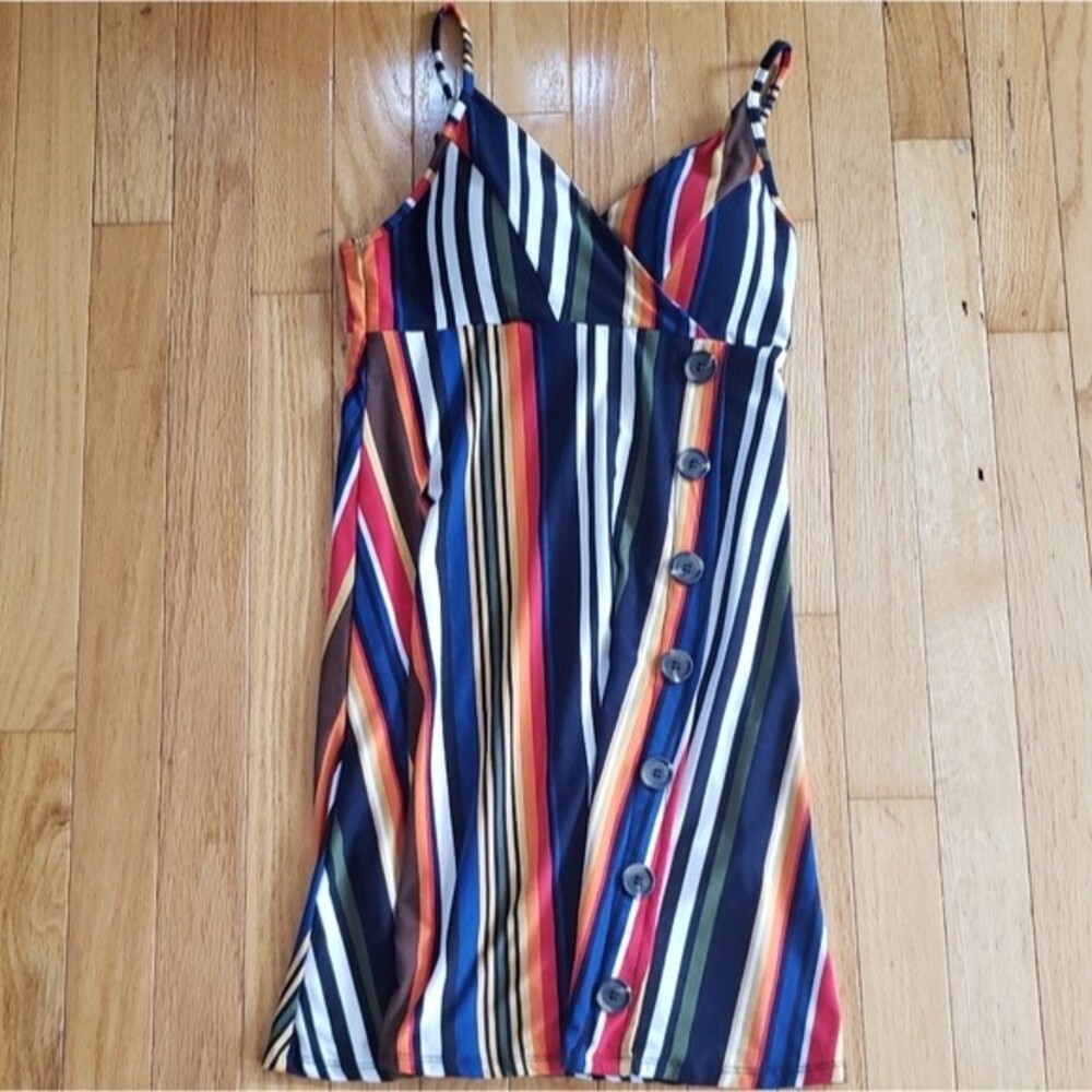 Women's V-Neck Short Empire Waist Dress with Adjustable Straps Size: S